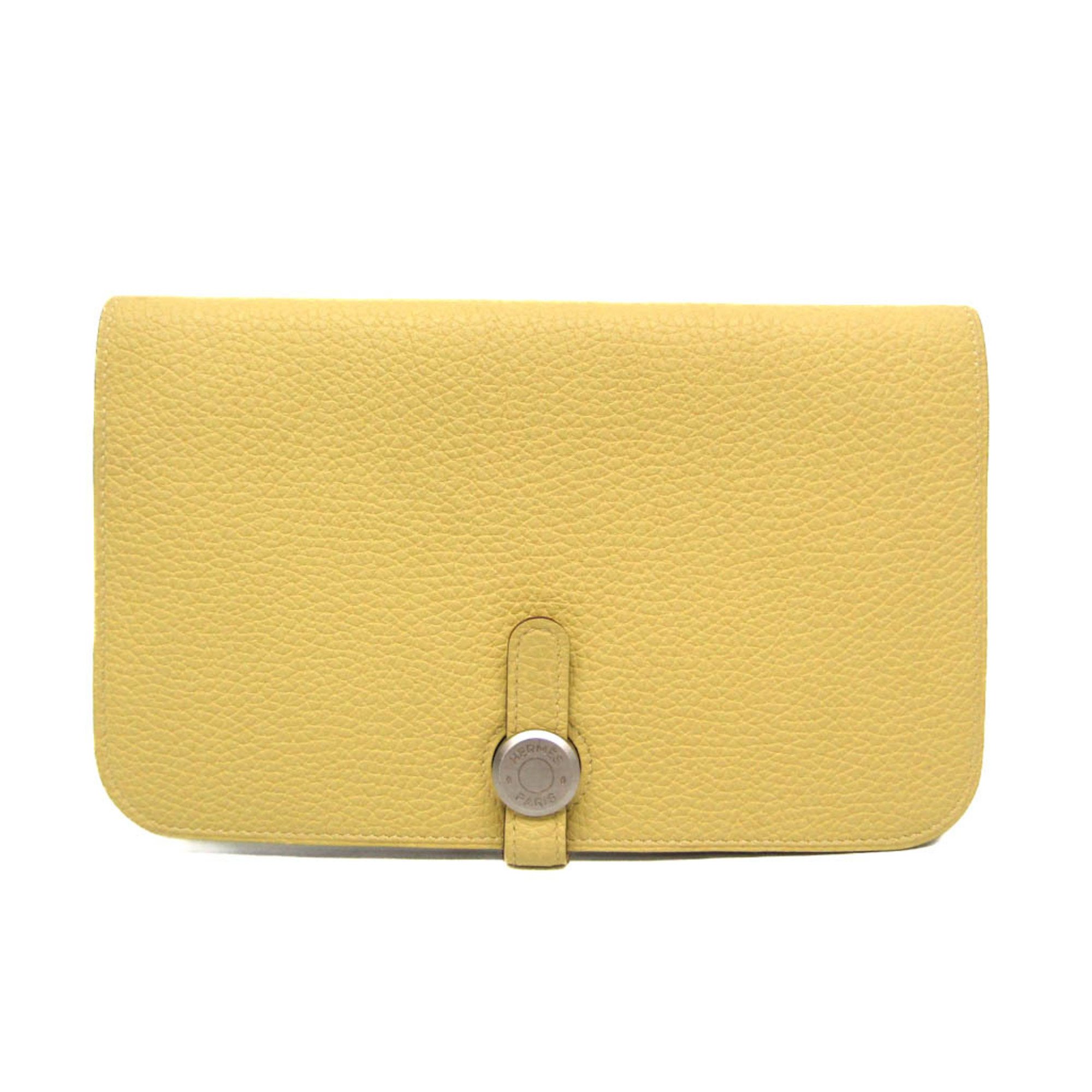 Hermes Dogon GM Men,Women Togo Leather Long Wallet (bi-fold) Yellow