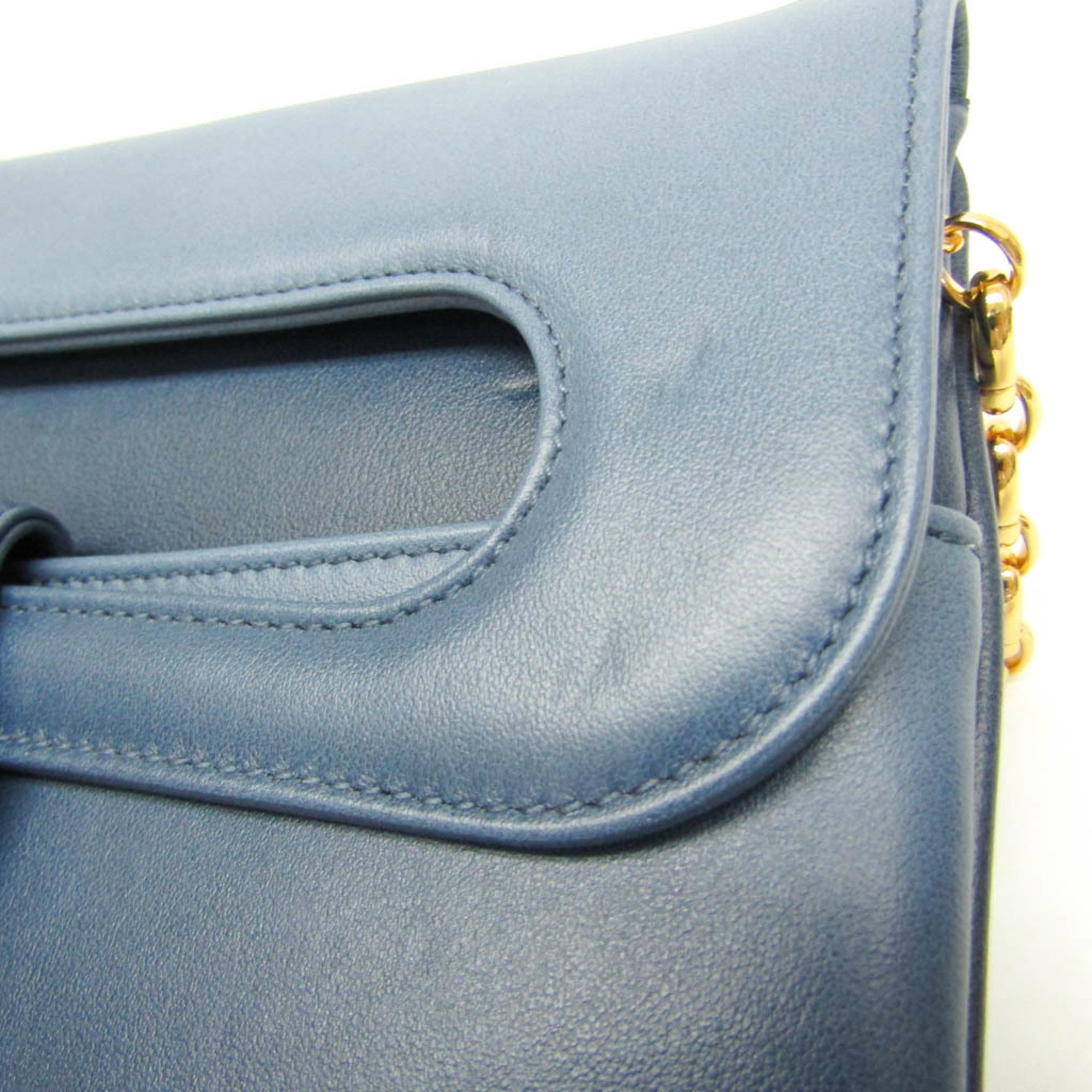 Christian Dior Women's Leather Clutch Bag,Shoulder Bag Blue