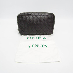 Bottega Veneta Intrecciato Men,Women Leather Clutch Bag Dark Brown