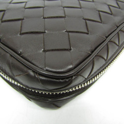 Bottega Veneta Intrecciato Men,Women Leather Clutch Bag Dark Brown