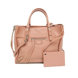 Balenciaga Paper Mini A4 357333 Women's Leather Handbag,Shoulder Bag Pink Beige