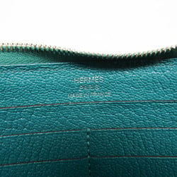 Hermes Azap Long Classic Women,Men Chevre Myzore Leather Long Wallet (bi-fold) Blue Paon