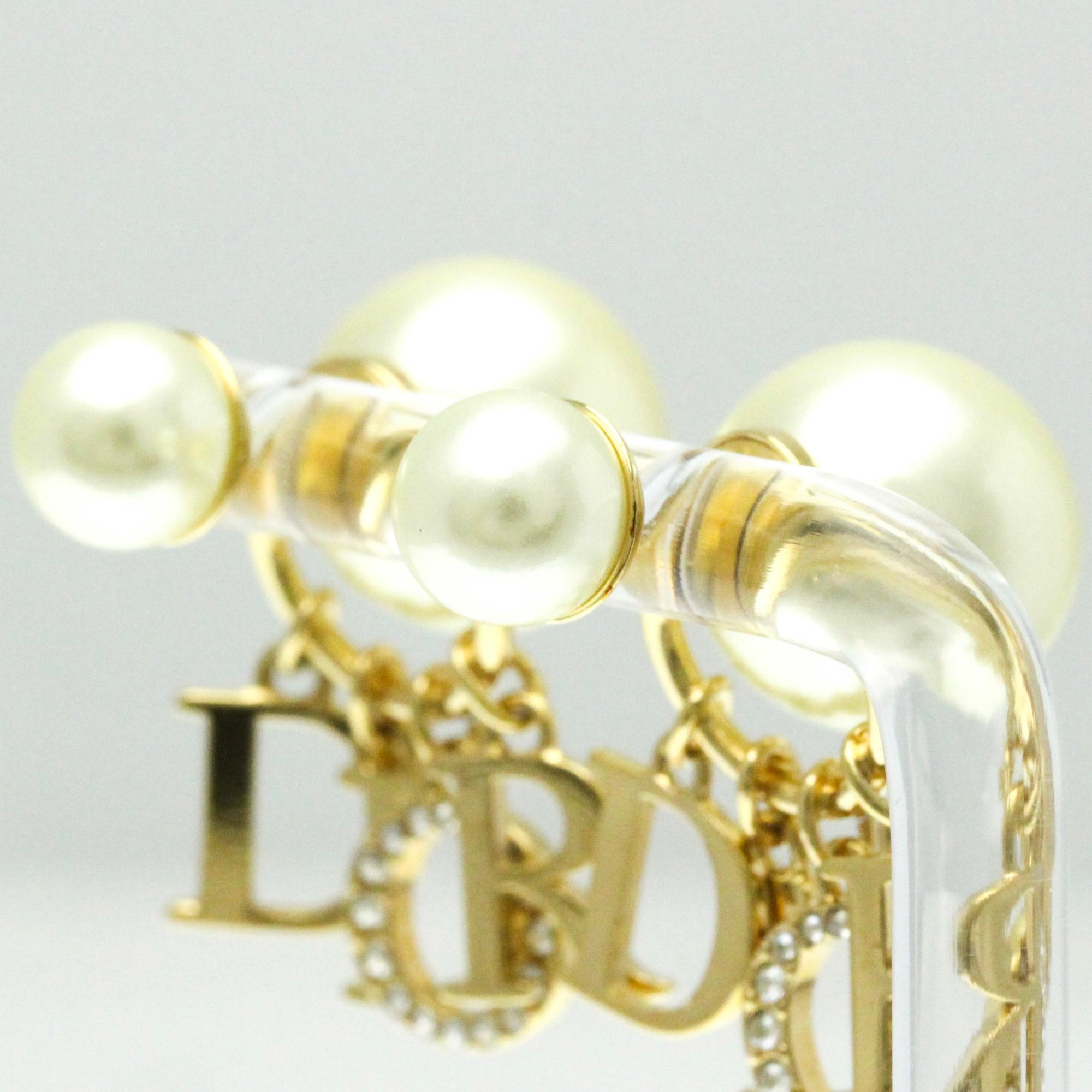 Christian Dior Balance Plus E-3842 Crystal Artificial Pearl,Metal Drop Earrings Gold