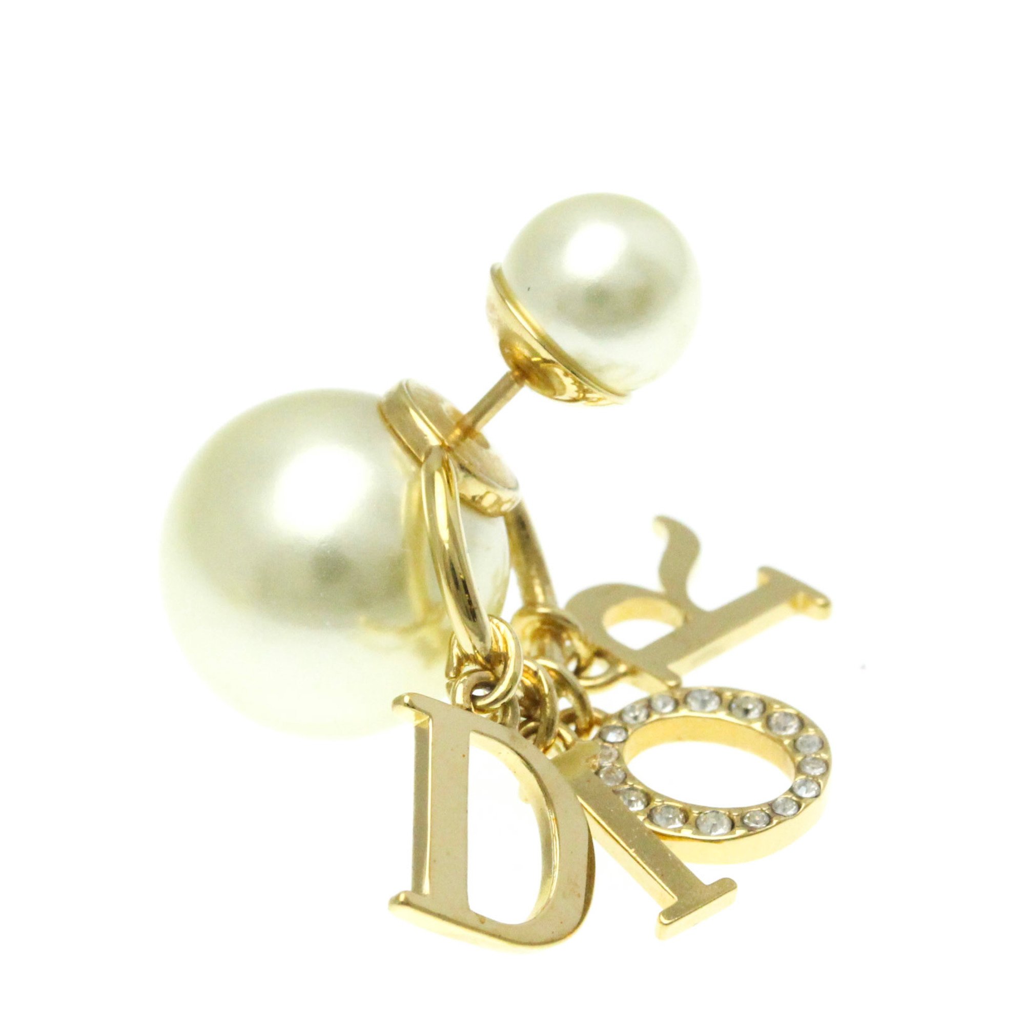 Christian Dior Balance Plus E-3842 Crystal Artificial Pearl,Metal Drop Earrings Gold