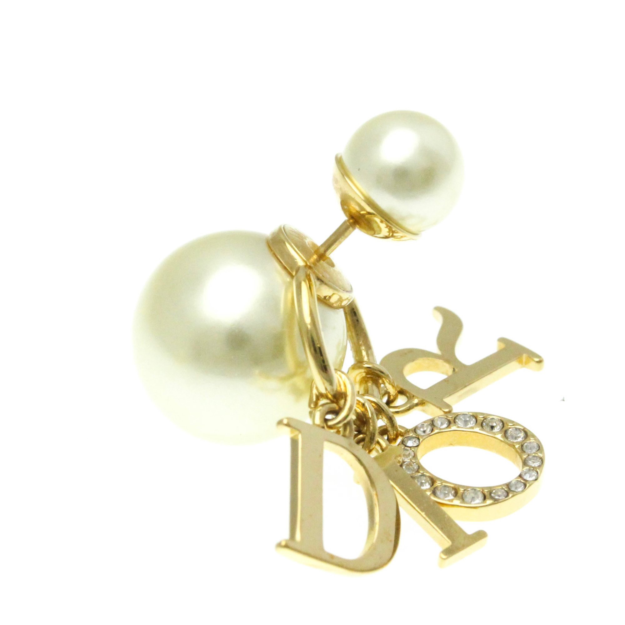 Christian Dior Balance Plus E-3842 Crystal Artificial Pearl,Metal Drop Earrings Gold