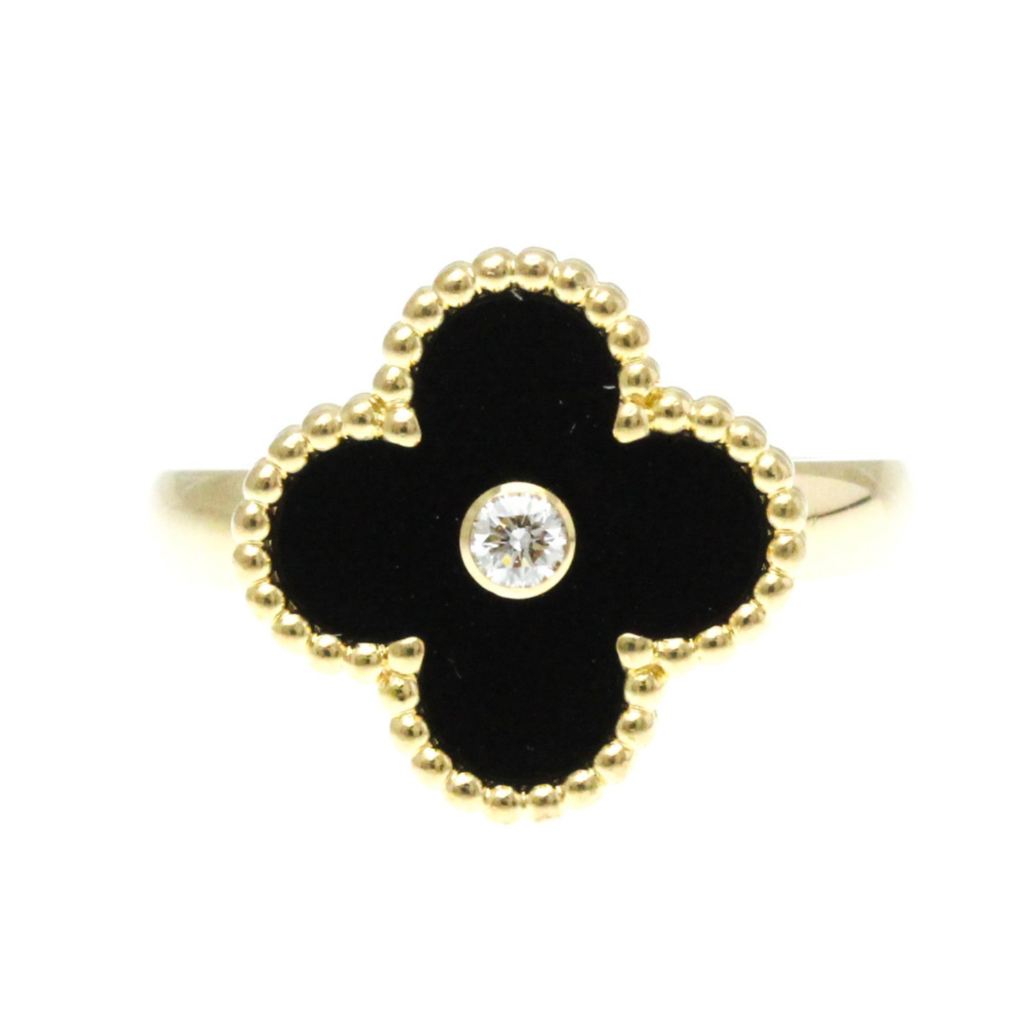 Van Cleef & Arpels Vintage Alhambra VCARA41054 Yellow Gold (18K) Fashion Diamond,Onyx Band Ring Black,Gold