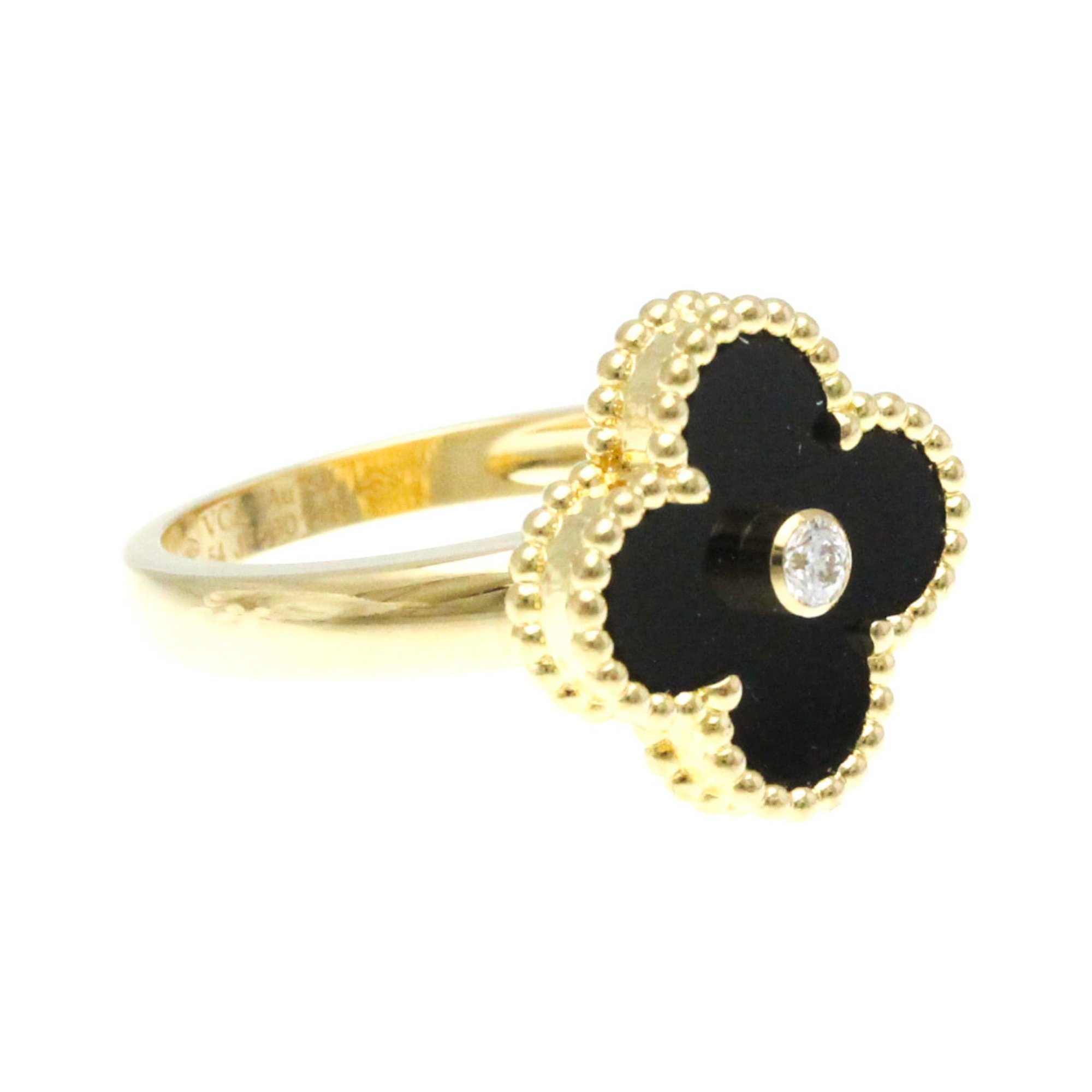 Van Cleef & Arpels Vintage Alhambra VCARA41054 Yellow Gold (18K) Fashion Diamond,Onyx Band Ring Black,Gold