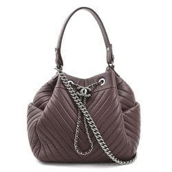 CHANEL Handbag Shoulder Bag V-Stitch Chevron Leather Bordeaux Women's 90002g