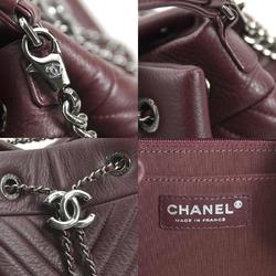 CHANEL Handbag Shoulder Bag V-Stitch Chevron Leather Bordeaux Women's 90002g