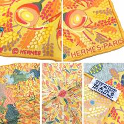 HERMES Hermes Carré 45 Petite Scarf Horse Wheat Field 100% Silk Orange Yellow Pocket Square