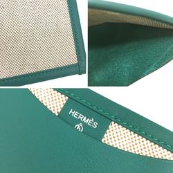 Hermes HERMES Petit H Pouch Flat Passport Case Multi-Case Card Leather Swift Canvas Toile Blue Green Flaneur Forever