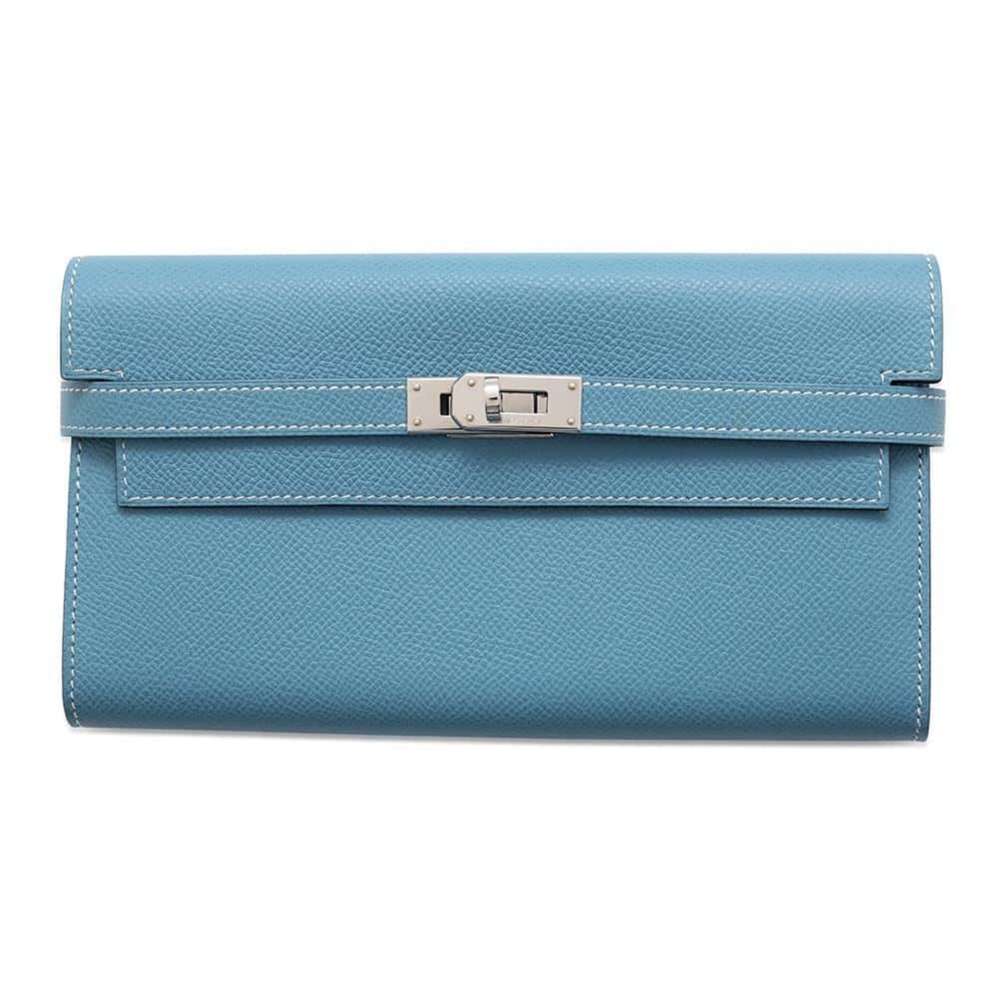 Hermes Long Wallet Kelly Blue Jean Epson □P Stamp HERMES