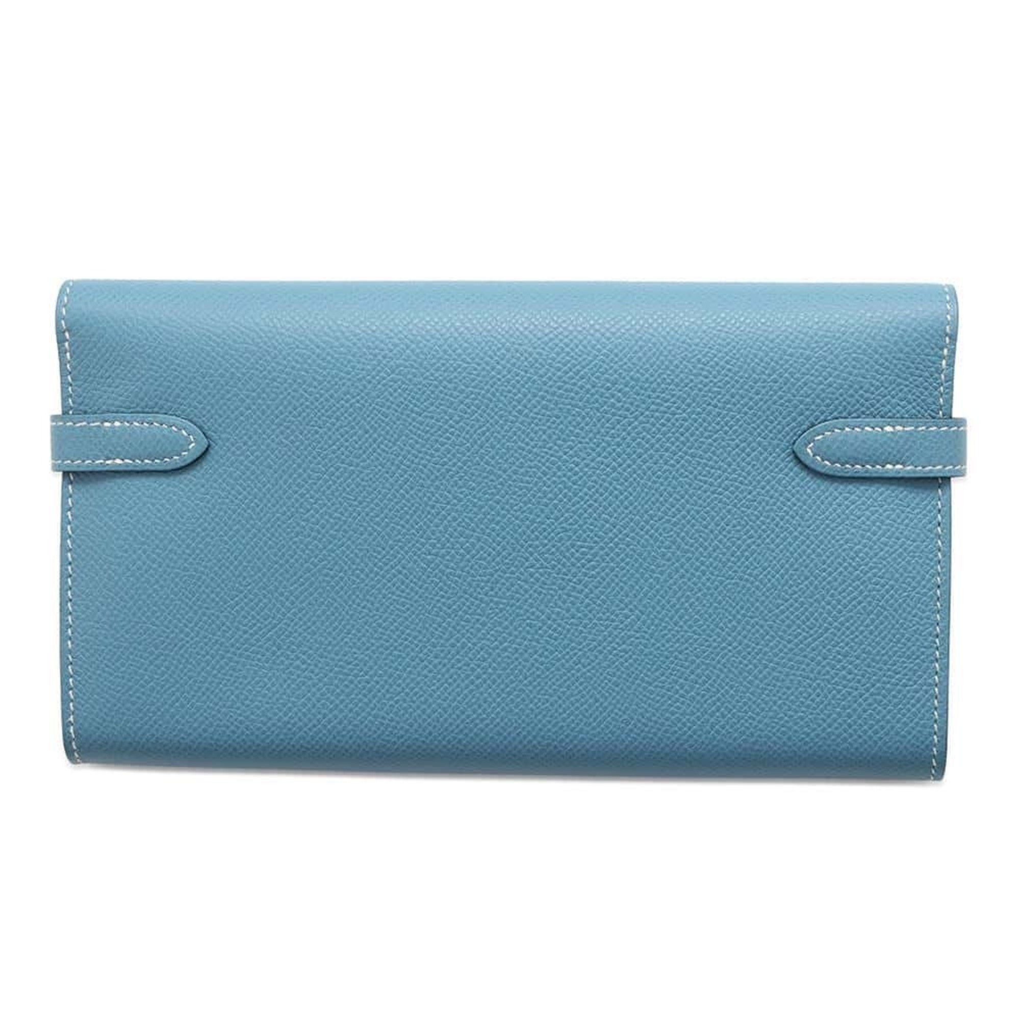 Hermes Long Wallet Kelly Blue Jean Epson □P Stamp HERMES