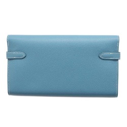 Hermes Long Wallet Kelly Blue Jean Epson □P Stamp HERMES