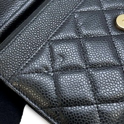 Chanel Chain Wallet Classic Matelasse Coco Mark Caviar Skin AP0250 CHANEL Black