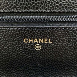 Chanel Chain Wallet Classic Matelasse Coco Mark Caviar Skin AP0250 CHANEL Black