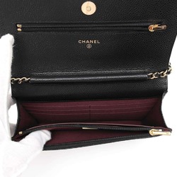 Chanel Chain Wallet Classic Matelasse Coco Mark Caviar Skin AP0250 CHANEL Black