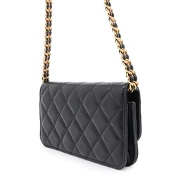 Chanel Chain Wallet Matelasse Coco Mark Lambskin AP3199 CHANEL Bag Black