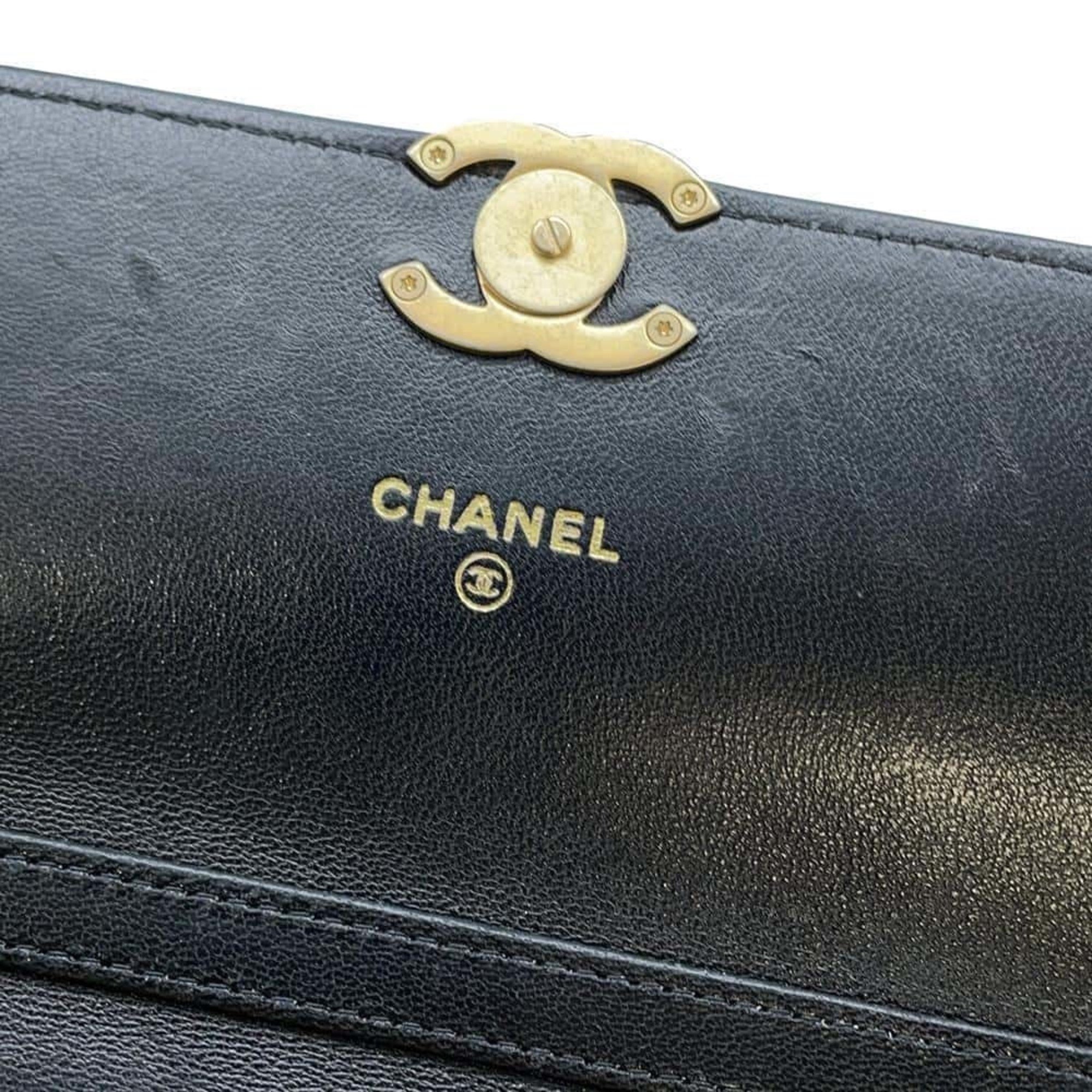 Chanel Chain Wallet Matelasse Coco Mark Lambskin AP3199 CHANEL Bag Black