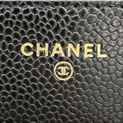 Chanel Chain Wallet Classic Matelasse Coco Mark Caviar Skin AP0250 CHANEL Black