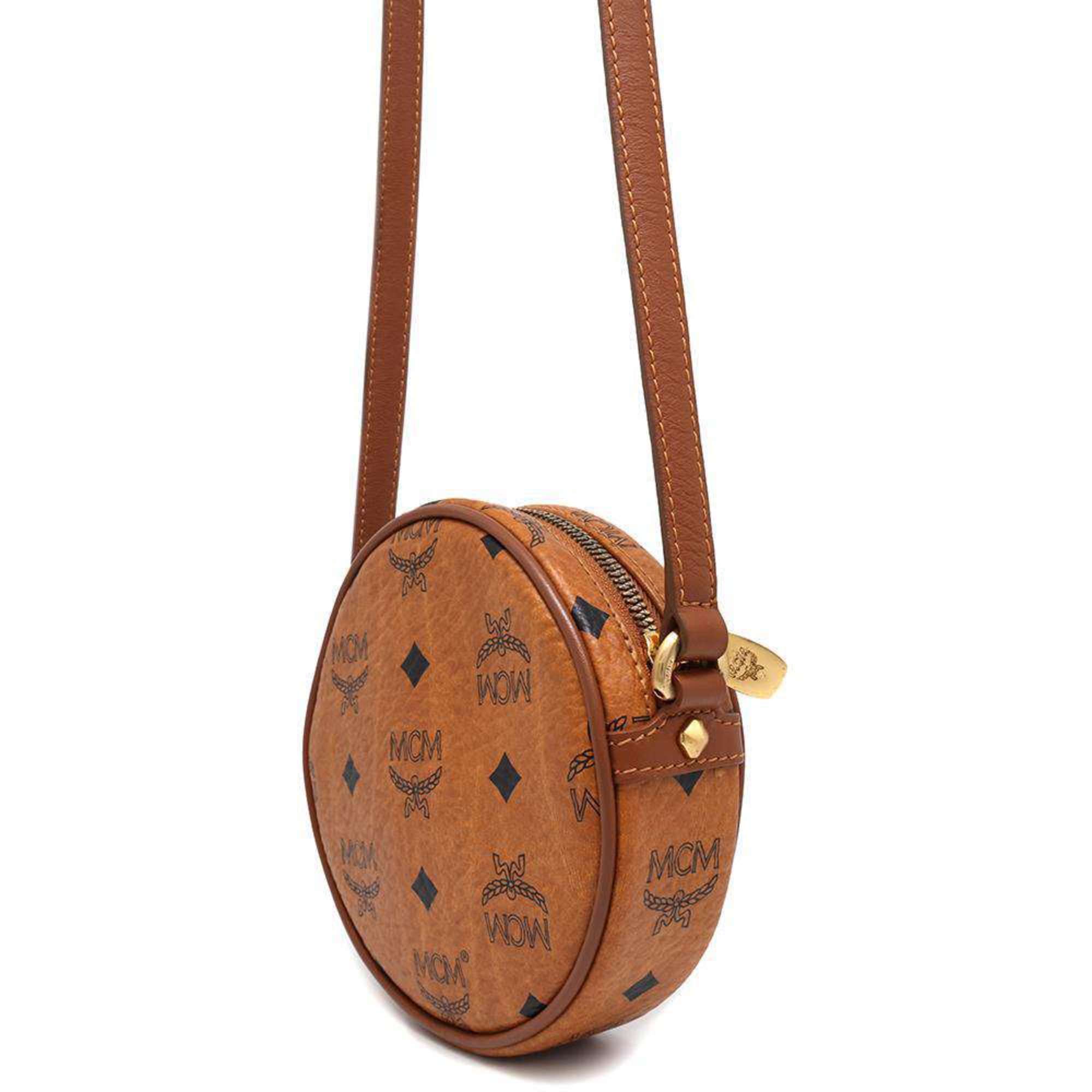 MCM Shoulder Bag Visetos Round Leather