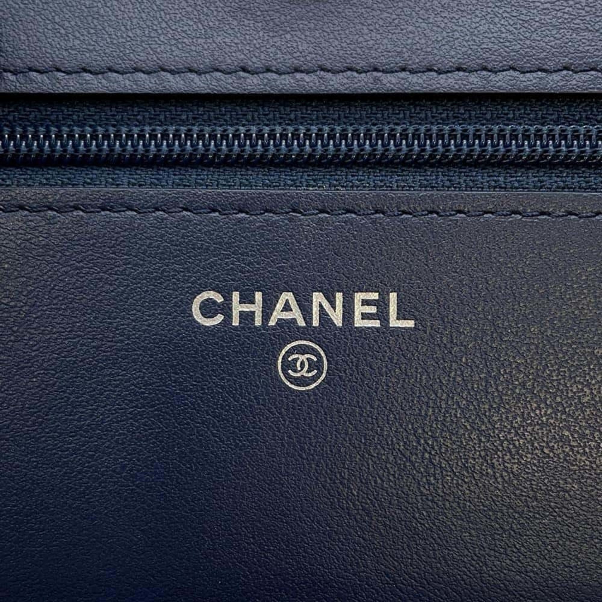 Chanel Chain Wallet Coco Mark Lambskin CHANEL