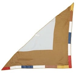 Hermes Stole Triangle Geant Bar d'Opstacle Cashmere Silk Leather HERMES White