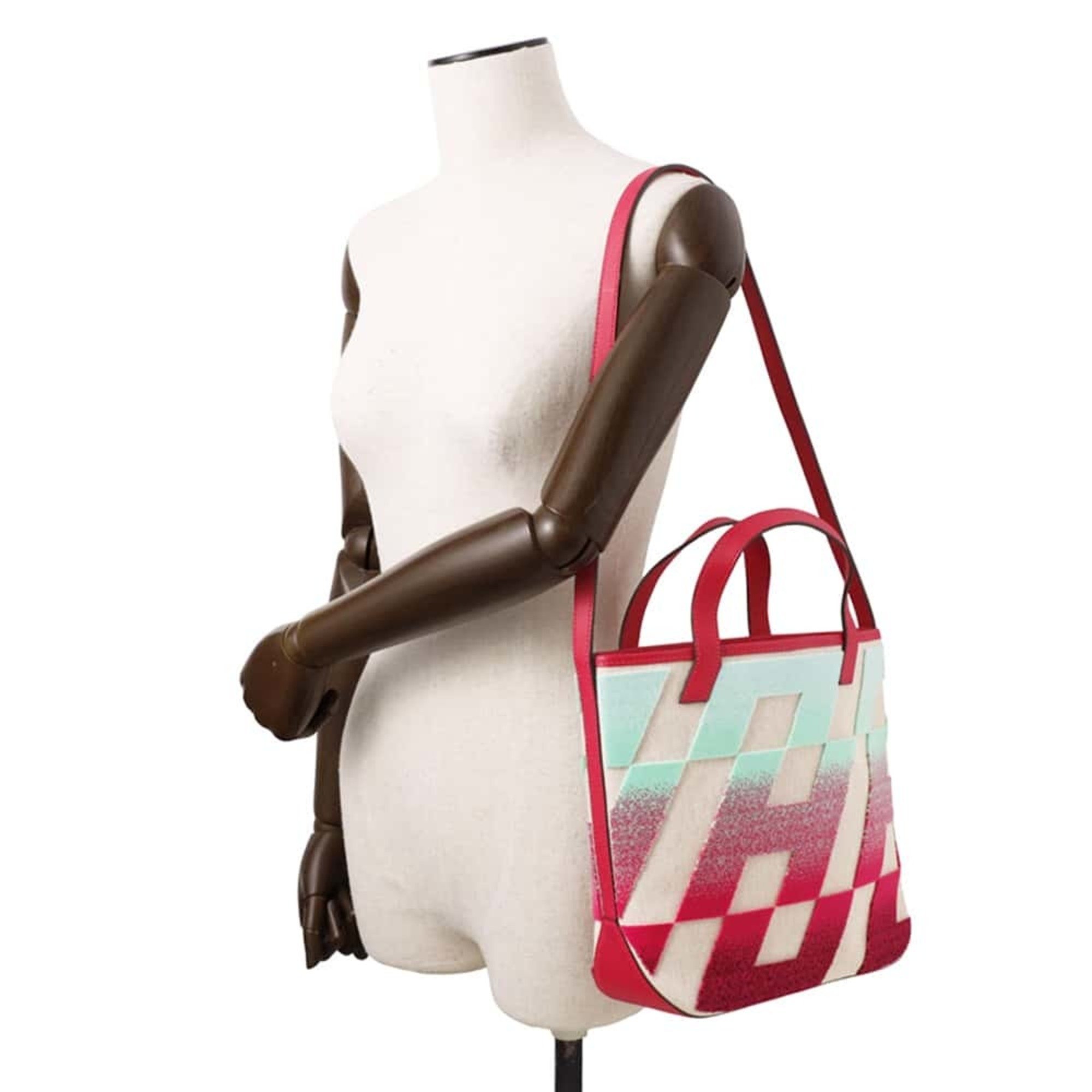 Hermes Tote Bag H. En Vie PM Raspberry Swift Toile H Z Stamped 2way Shoulder