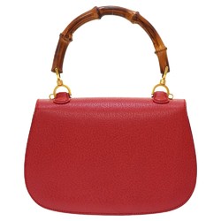 Gucci Bamboo Shoulder Handbag Leather Red 0043GUCCI Strap