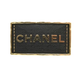 Chanel A23S Leather Metal Black Gold Brooch 0383CHANEL