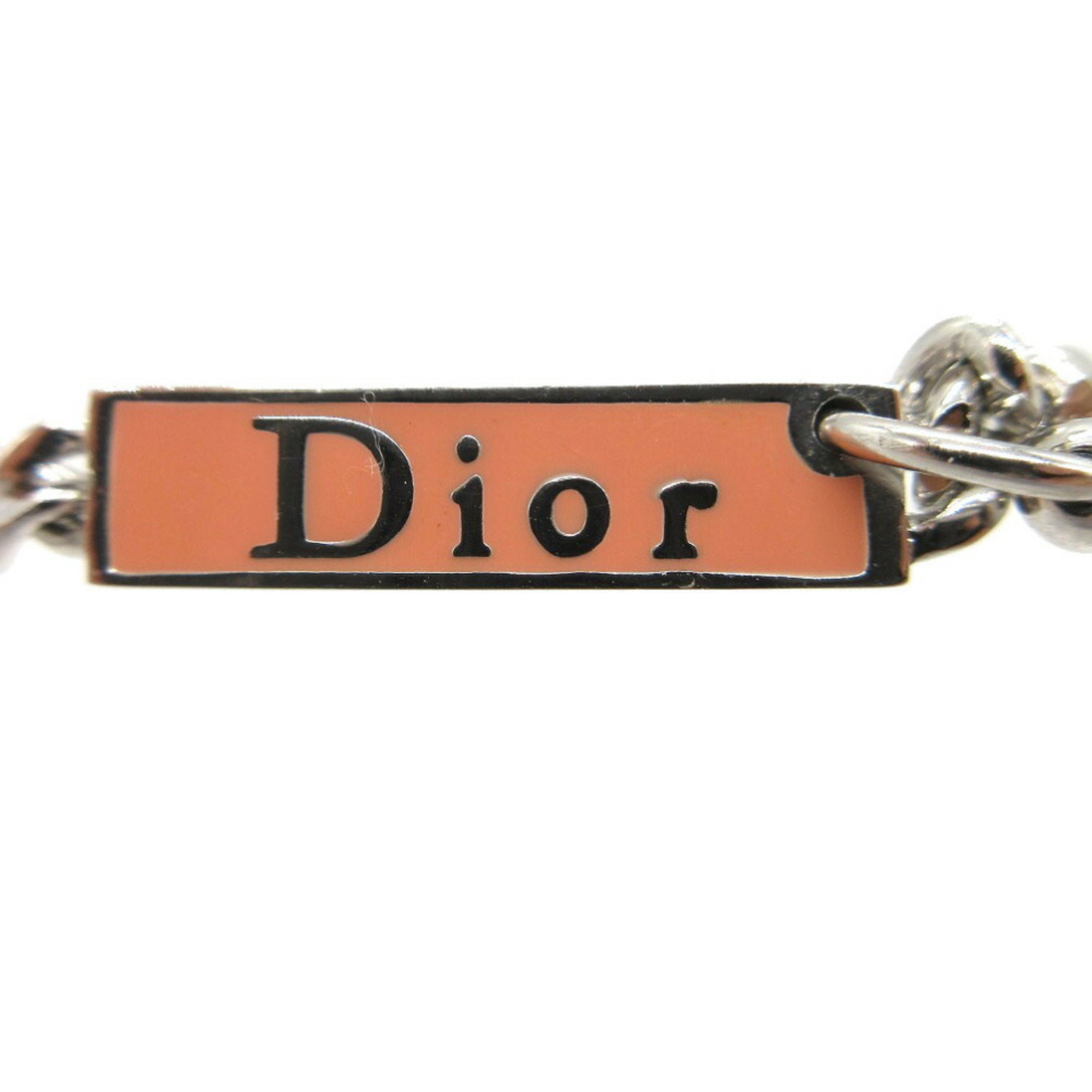 Christian Dior Plate Bracelet Metal Silver Pink 0687Christian 6g0687ii5