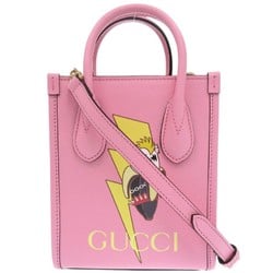 Gucci Bananya collaboration 671623 Leather 2way handbag Pink 0727GUCCI