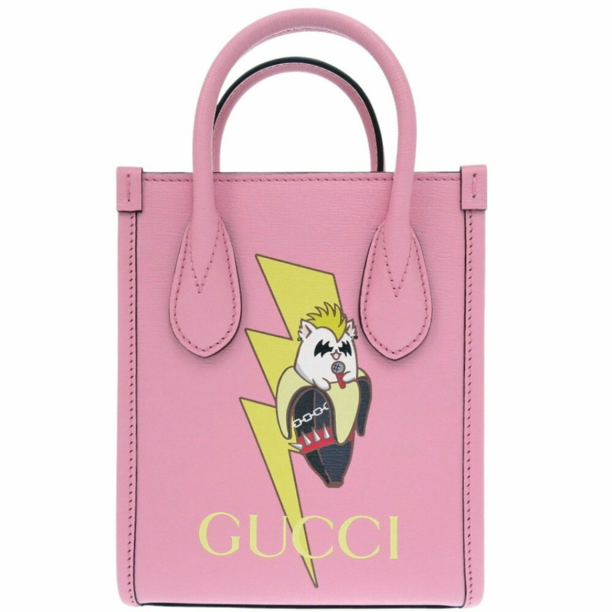 Gucci Bananya collaboration 671623 Leather 2way handbag Pink 0727GUCCI