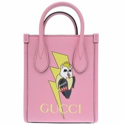 Gucci Bananya collaboration 671623 Leather 2way handbag Pink 0727GUCCI