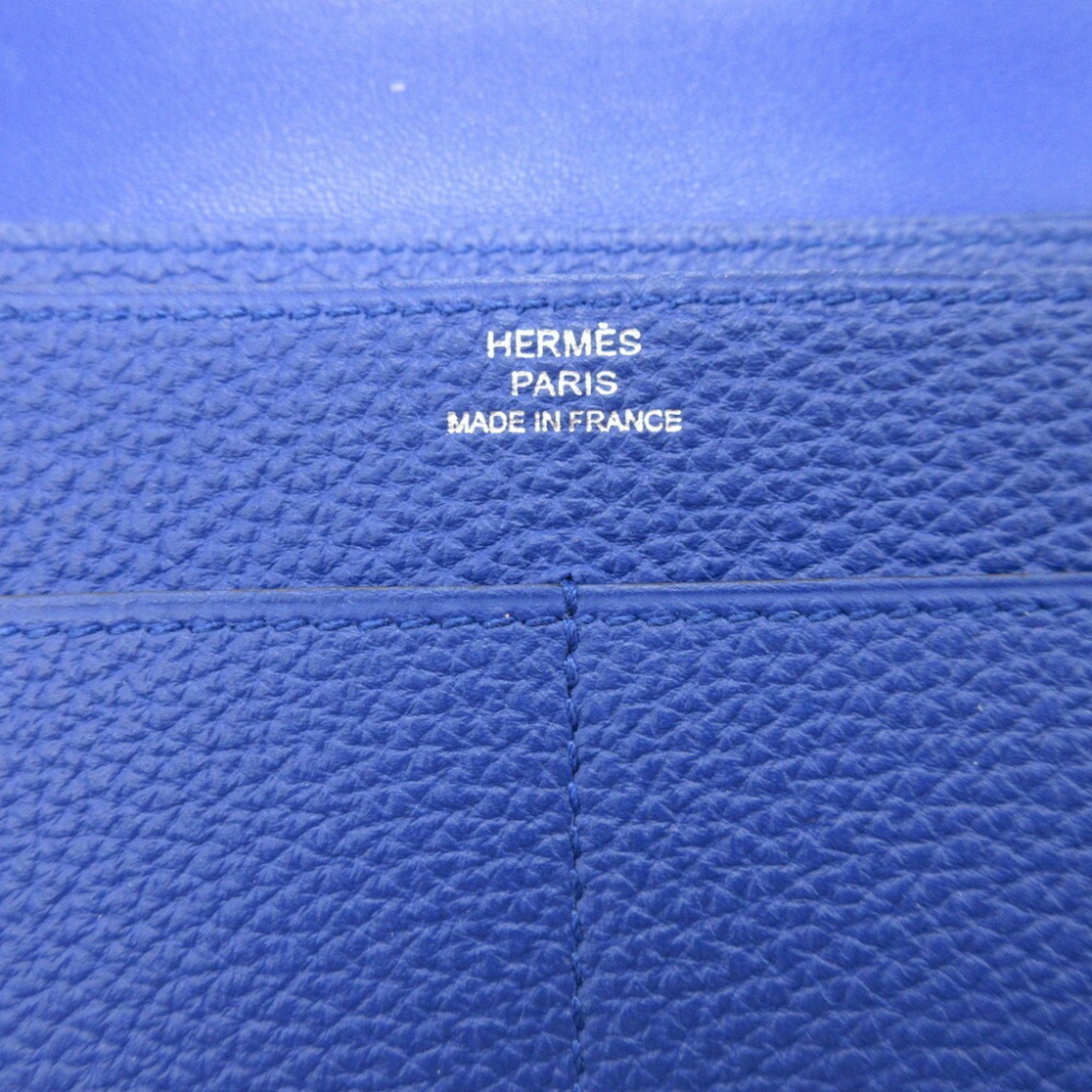 Hermes Dogon GM T stamp (made in 2015) Togo Blue Electric Wallet 0107HERMES