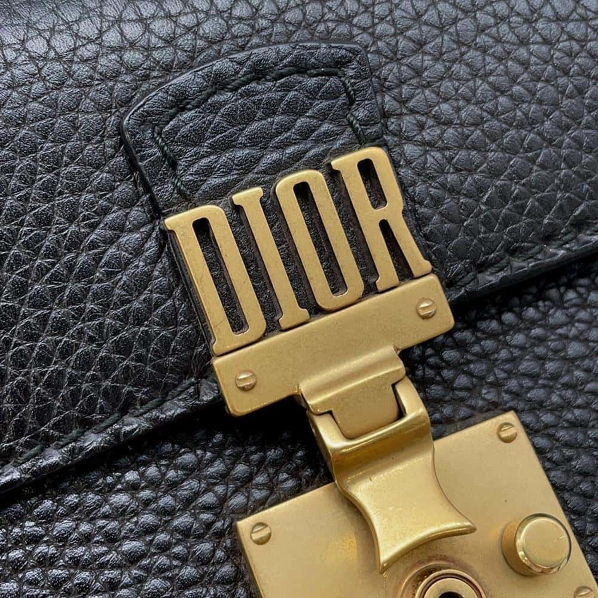 Christian Dior Clutch Bag Addict Leather Black