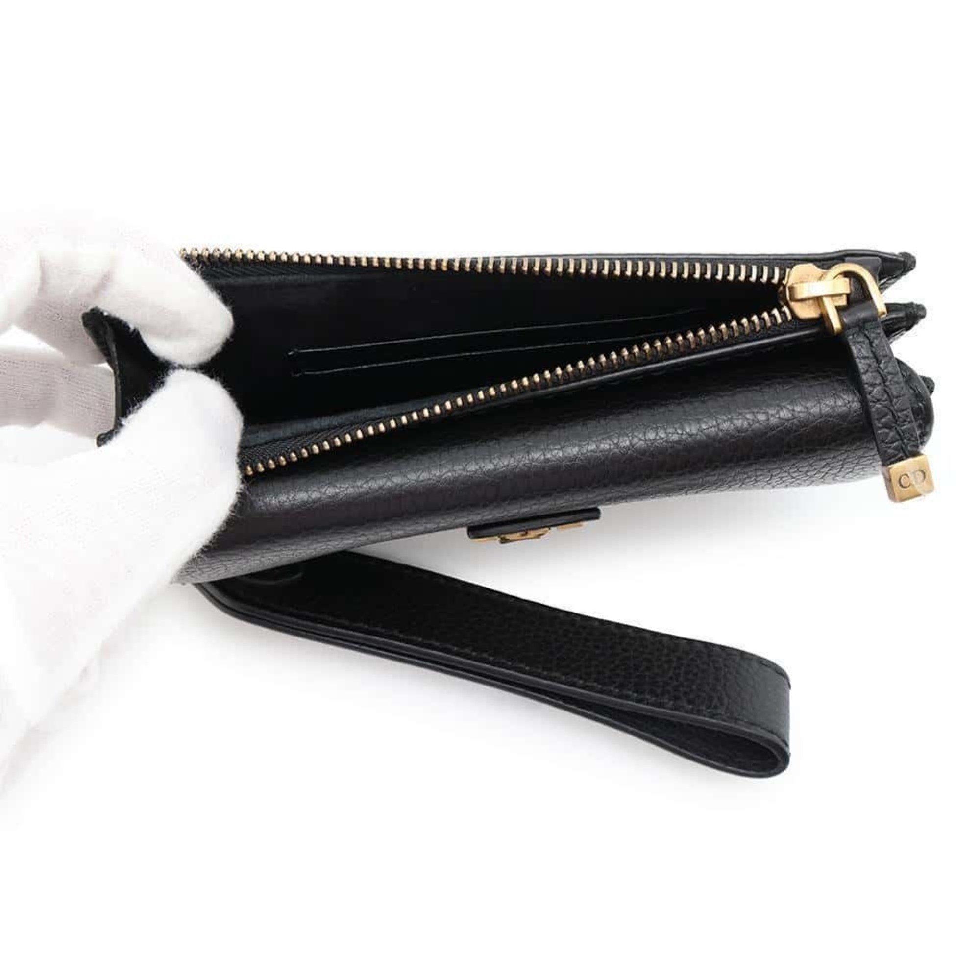 Christian Dior Clutch Bag Addict Leather Black