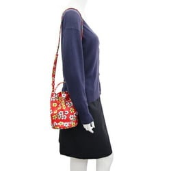 Balenciaga Handbag Wheel Bucket Bag XS 656682 Red Multicolor Nylon Flower Women's Drawstring BALENCIAGA