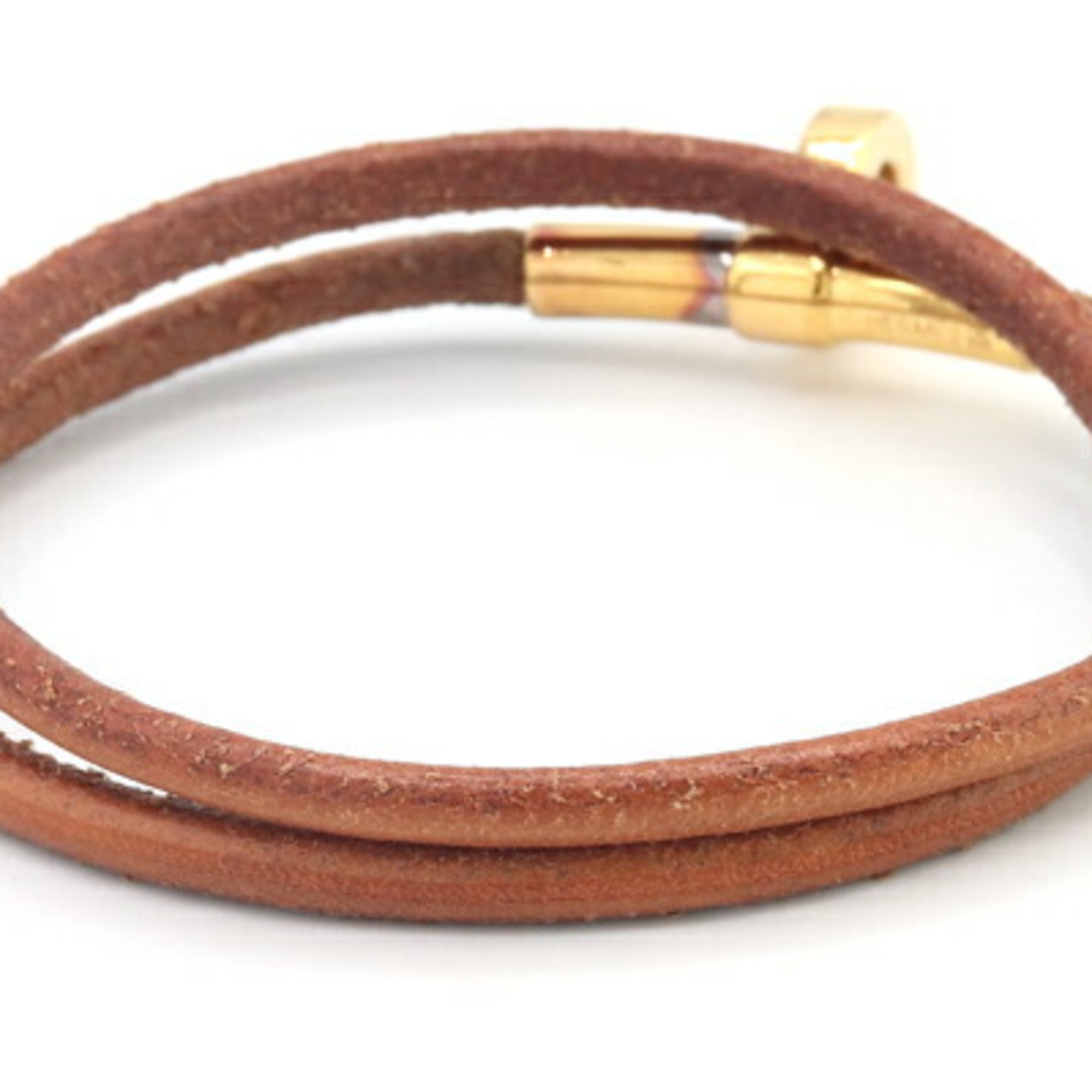 Hermes Bracelet Double Kelly Natural Leather Metal Choker Necklace Bangle Women's HERMES