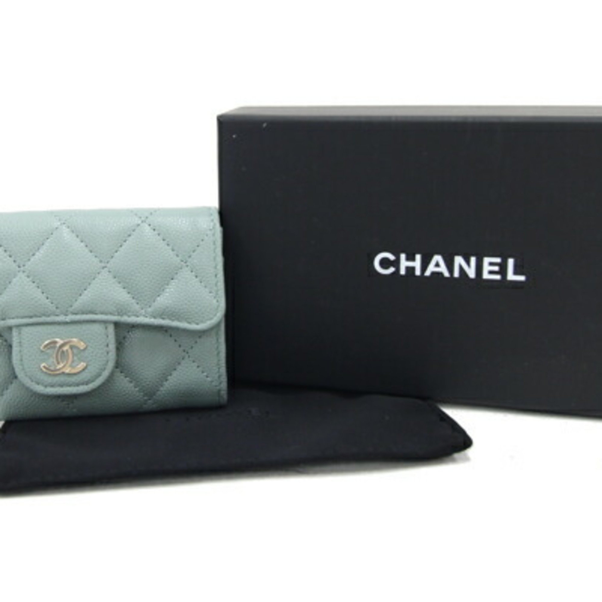 Chanel Card Case Matelasse AP0214 Caviar Skin Business Holder Coco Mark Quilted Women's Coin Wallet Purse CHANEL