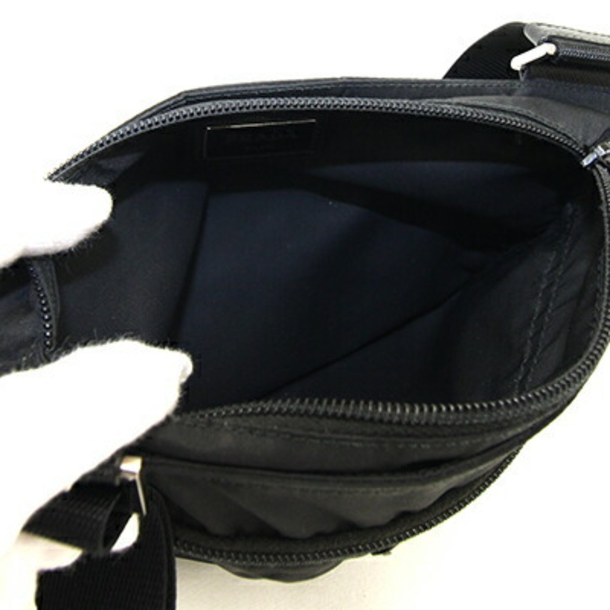 Prada Shoulder Bag Black Nylon Leather Triangle Women's PRADA