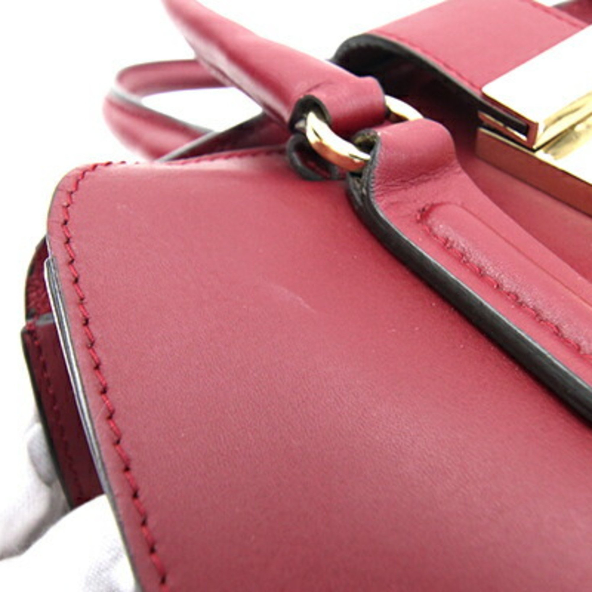 FURLA Milano G7269 Bordeaux Leather Shoulder Bag Red Women's