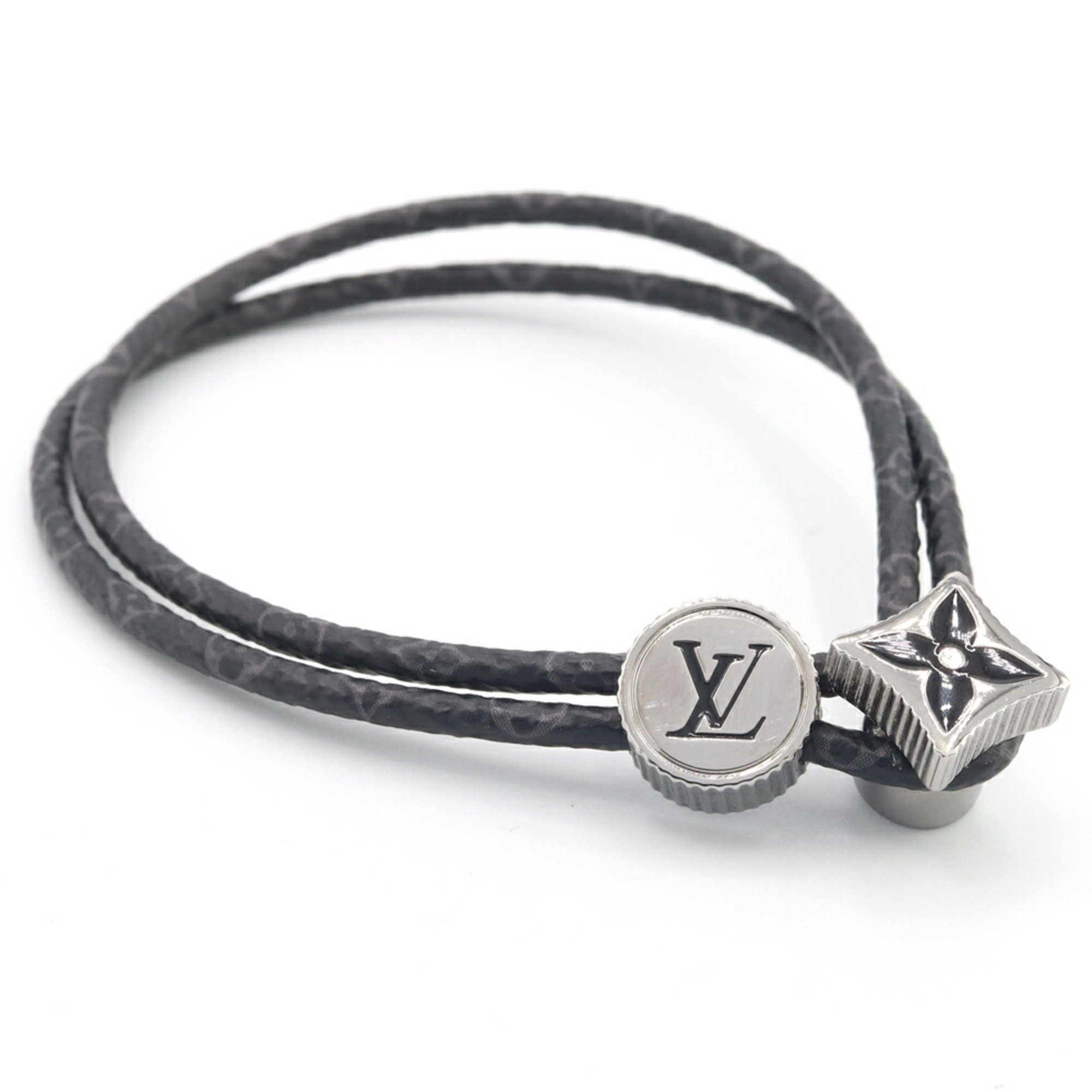 Louis Vuitton Bracelet Monogram Eclipse Catch It M8111 Men's Bangle Double Layer LOUIS VUITTON