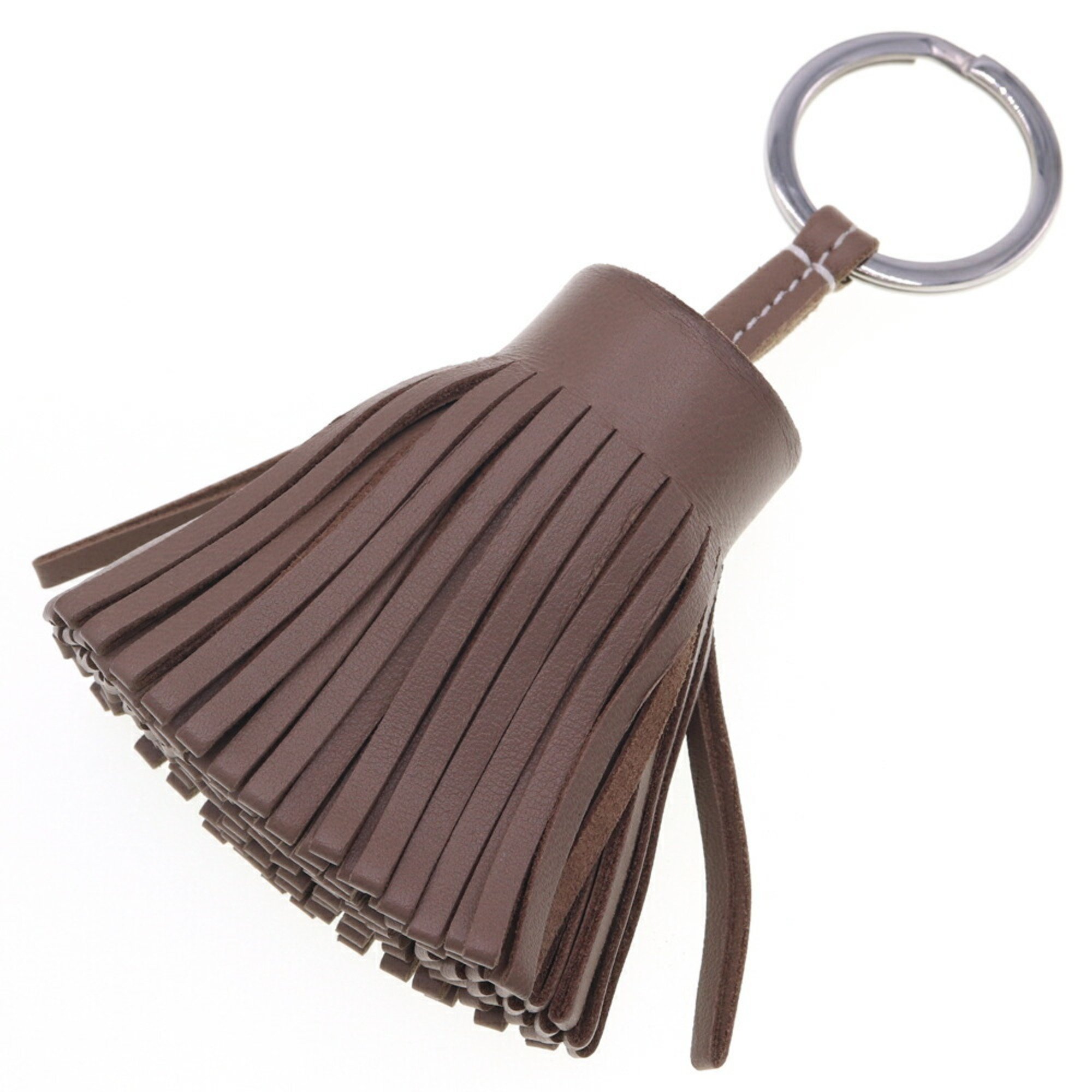 Hermes Key Ring Carmen Etoupe Leather Holder Bag Charm Tassel Women's HERMES