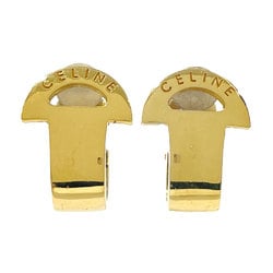 CELINE GP Earrings Logo Hoop Vintage Women's Gold 20489655