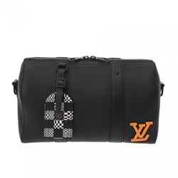 LOUIS VUITTON Damier Distorted City Keepall Black M57417 Men's Leather Boston Bag