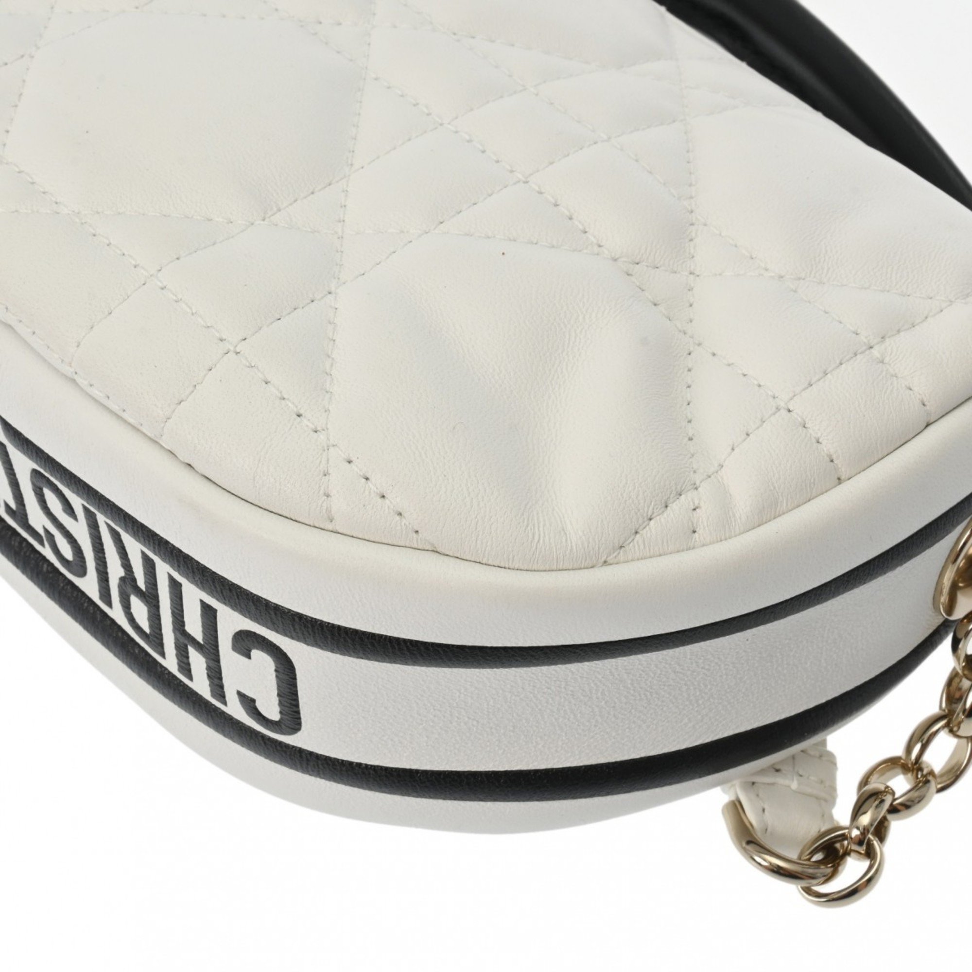 CHRISTIAN DIOR Vibe Hobo Bag White/Black Women's Leather Shoulder