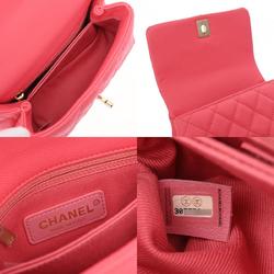 CHANEL Chanel Matelasse Flap Bag XXS Pink AS2215 Women's Caviar Skin Handbag