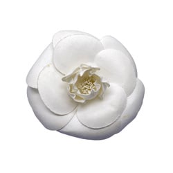 CHANEL Fabric Brooch Camellia Corsage Vintage Women's White 20496582