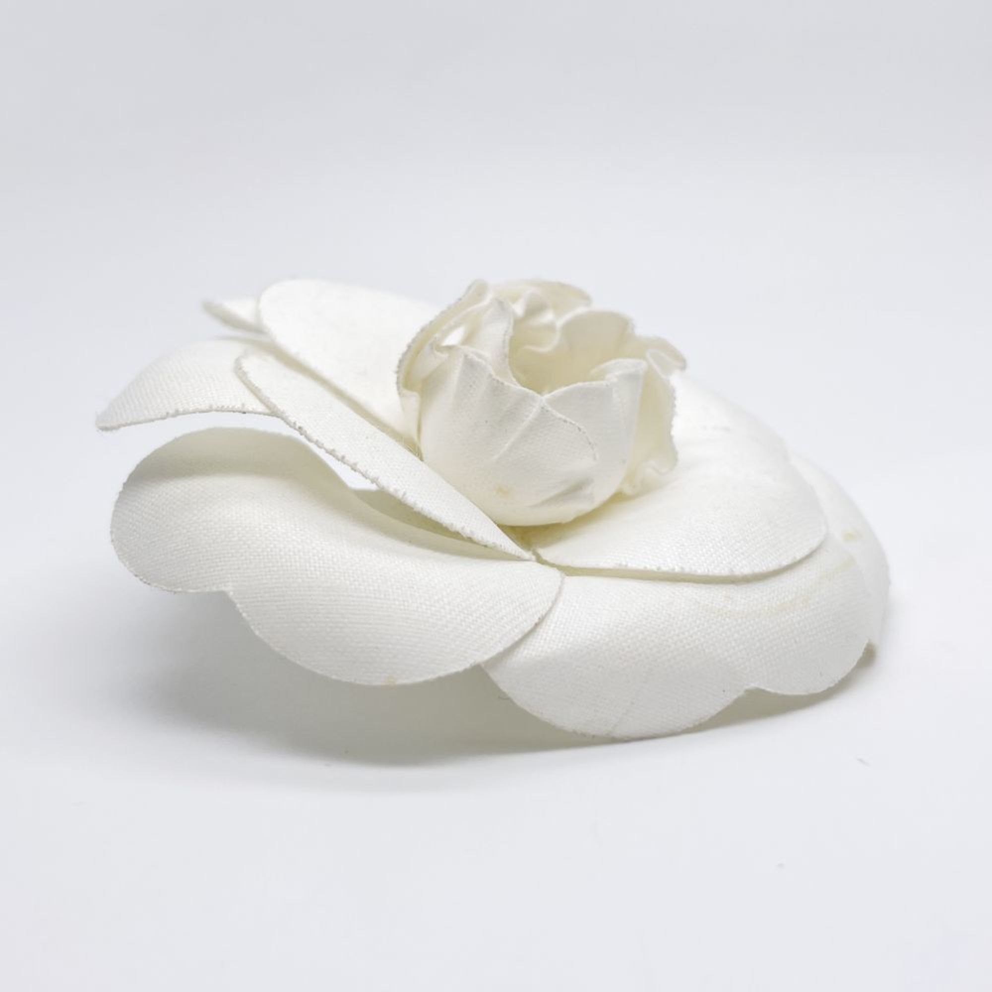 CHANEL Fabric Brooch Camellia Corsage Vintage Women's White 20496582